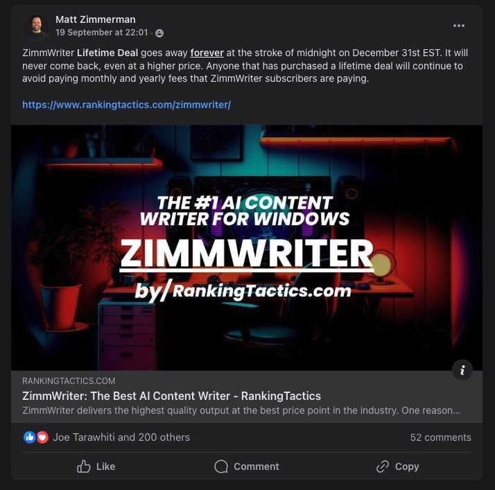 Zimmwriter Deal