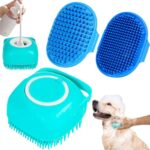 Comotech 3Pcs Dog Bath Brush | Dog Shampoo Brush | Dog Scrubber for Bath | Dog Bath Brush Scrubber | Dog Shower/Washing Brush With Adjustable Ring Handle for Short & Long Hair (Blue Blue Blue)