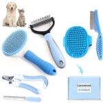 Dog Grooming Brush, Lilpep Pet Shampoo Bath Brush Soothing Massage Rubber Comb With Adjustable Ring Handle for Long Short Haired Dogs And Cats (Blue+Green, Pack of 2)