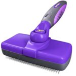 Hertzko Self Cleaning Slicker Brush for Dogs And Cats - Pet Hair Brush for Shedding Long And Short Hair - Grooming Brush With Easy Clean Retractable Bristles - Cat And Dog Grooming Tool - Purple