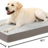 KSIIA Orthopedic Dog Bed, Waterproof, 41 x 27 Inch, Gray, Deluxe Plush, Removable Cover, Durable Zipper, Orthopedic Foam, 3-Inch Thick, For Dogs Up to 80lbs
