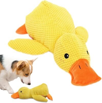 Calming Duck Dog Toy for Mellow Dogs, Upgraded Durable, Yellow Stuffed Duck Toy for Indoor Puppies