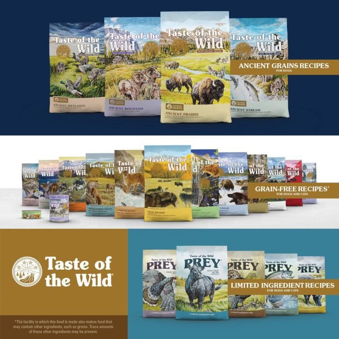 Taste of the Wild High Prairie Canine Grain-Free Recipe with Roasted Bison and Roasted Venison Adult Dry Dog Food, Made with High Protein from Real Meat and Guaranteed Nutrients and Probiotics 14lb