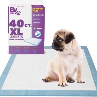 BV XL Puppy Pads X-Large Leak-Proof 28"x34" [40CT] | Training Pad Ultra Absorbent 6-Layer - Extra Large - Potty Pee Pads for Dogs