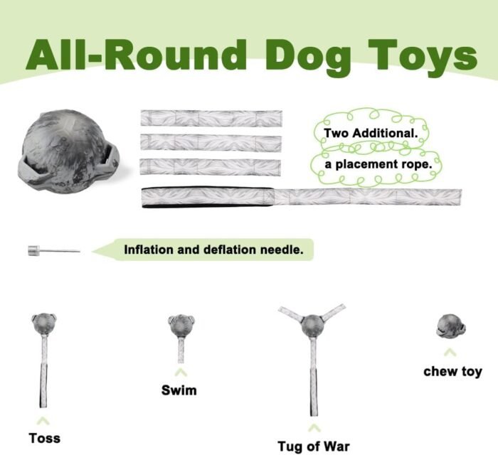 3.7" Tough Dog Toys Ball for Aggressive Chewers Large Breed – Chew, Tug, Fetch, and Swim!