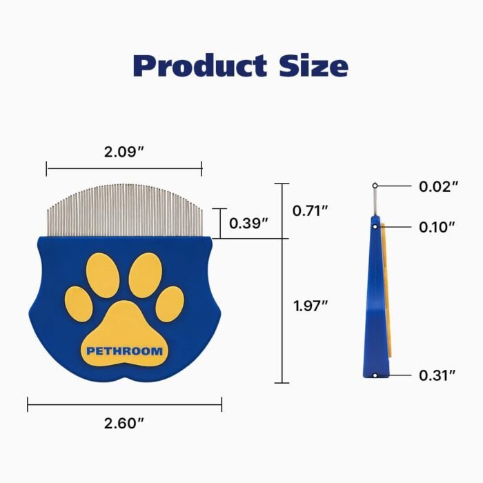 [PETHROOM] Professional Eye Comb for Pets | Stainless Steel Tear Stain Remover for Cats & Dogs | Gentle Round-Head Grooming Tool | Compact & Portable for Eye Gunk Removal
