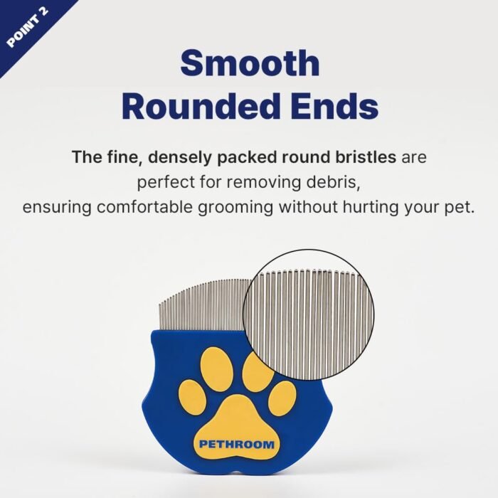 [PETHROOM] Professional Eye Comb for Pets | Stainless Steel Tear Stain Remover for Cats & Dogs | Gentle Round-Head Grooming Tool | Compact & Portable for Eye Gunk Removal