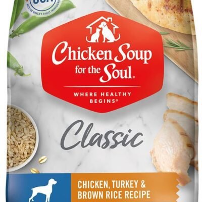 Chicken Soup For The Soul Pet Food Classic Dry Adult Dog Food, Chicken, Turkey & Brown Rice Recipe, 28 Pound Bag | Soy Free, Corn Free, Wheat Free, Dry Dog Food Made with Real Ingredients