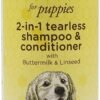 Burt's Bees for Pets Tearless Puppy 2-in-1 Shampoo and Conditioner with Buttermilk and Linseed Oil, 95% Natural Origin Formulas, Shampoo for Puppies - Gentle Puppy Shampoo Tear Free, 16 oz