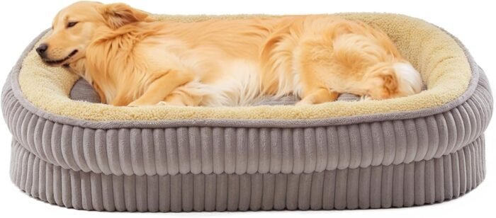 Orthopedic Dog Bed for Medium, Large Dogs Breeds, High Density Egg Crate Foam Dog Sofa Beds with Four Sided Bolster,Oval Kennel Bed, Pet Couch Bed,Removable Washable Cover& Non-Slip Bottom