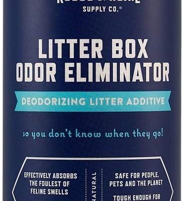 Rocco & Roxie Litter Box Odor Eliminator, Best Natural Urine Deodorizer for Cat Litter Boxes Cats Smell Control, Odor Absorber, Safe for Kitty, 12 oz