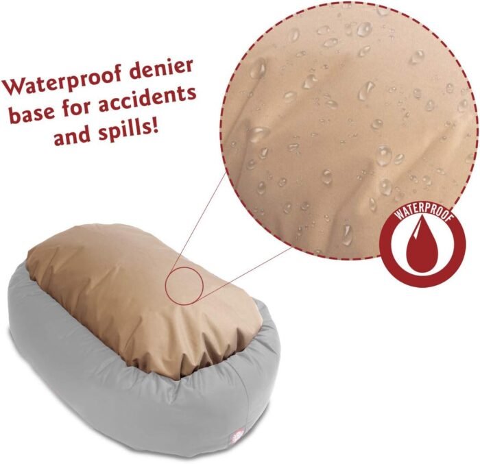 Majestic Pet 40 Inch Suede Calming Dog Bed Washable – Cozy Soft Round Dog Bed with Spine Support for Dogs to Rest their Head - Fluffy Donut Dog Bed 40x29x9 (Inch) - Round Pet Bed Large – Stone