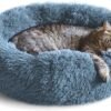 Whiskers & Friends Cat Bed, Cat Beds for Indoor Cats Washable, Orthopedic Soft Fluffy Round Calming Pet Bed for Small to Large Kitty Kittens & Dogs, Small Dog Beds & Furniture