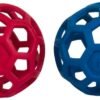 JW Pet Hol-ee Roller Dog Toy Puzzle Ball, Natural Rubber, Medium (4.5 Inch Diameter), Colors May Vary