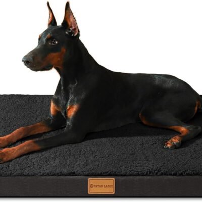 Patas Lague Orthopedic Dog Bed for Large Dogs, Soft Comfortable Waterproof Egg Crate Foam Medium Pet Beds Mat with Removable Washable Cover, 36''X24'' Black