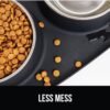 GORILLA GRIP Patent Pending 100% Waterproof BPA Free Cat and Dog Bowls Silicone Feeding Mat Set, Stainless Steel Bowl Slip Resistant Raised Edges, Catch Water, Food, Pet Accessories, 1 Cup, Black