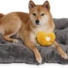 FUNNY FUZZY 2 in 1 Dog Bed Crate Pad Mat, Washable Reversible Pet Floor Mats,Fluffy Kennel Pad for Small Large Sized Dog,Indoor Cats,Sleeping Mattress, 23.6" × 17.9", Charcoal Grey