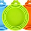 3 Pack Pet Food Can Covers Universal Can Lids Safe/Silicone Dog&Cat Food Can Lid Covers (green+blue+orange)