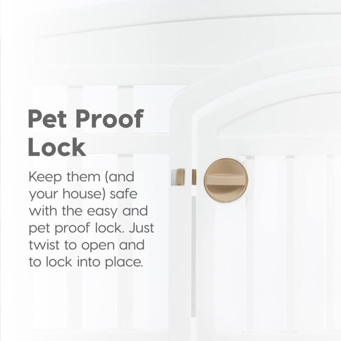 IRIS USA 24" Exercise 4-Panel Pet Playpen with Door, Dog Playpen, Puppy Playpen, for Puppies and Small Dogs, Keep Pets Secure, Easy Assemble, Fold It Down, Easy Storing, Customizable, White