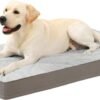 KSIIA Orthopedic Dog Bed, Waterproof, 41 x 27 Inch, Gray, Deluxe Plush, Removable Cover, Durable Zipper, Orthopedic Foam, 3-Inch Thick, For Dogs Up to 80lbs