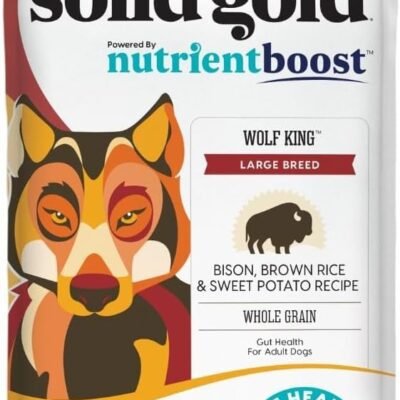 Solid Gold Large Breed Adult Dry Dog Food Whole Grain Kibble with Real Bison, Brown Rice, Sweet Potato and Omega 3 Fish Oil for Dogs, Probiotics - Nutrientboost - 22 LB