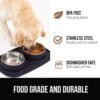 GORILLA GRIP Patent Pending 100% Waterproof BPA Free Cat and Dog Bowls Silicone Feeding Mat Set, Stainless Steel Bowl Slip Resistant Raised Edges, Catch Water, Food, Pet Accessories, 1 Cup, Black