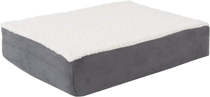 Orthopedic Dog Bed - 2-Layer Memory Foam Crate Mat with Machine Washable Sherpa Cover - 20x15 Pet Bed for Small Dogs Up to 20lbs by PETMAKER (Gray)