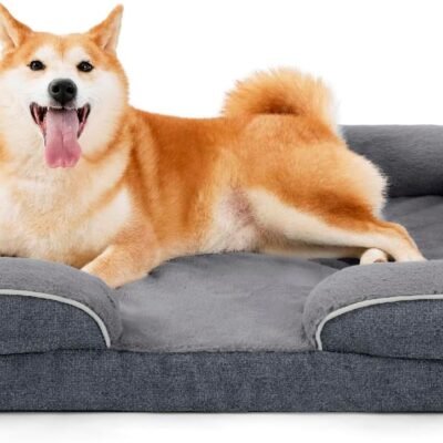 Made4Pets Orthopedic Dog Bed for Large Dogs, Supportive Foam Big Large Pet Bed Sofa with Washable Removable Cover, Waterproof Dog Couch Bed, Non-Slip Bottom and Egg-Crate Foam, Grey