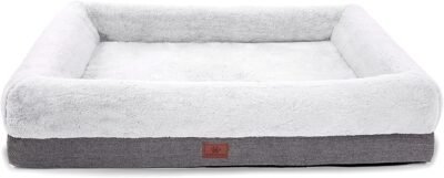 Orthopedic Dog Bed for Large Dogs, Bolster Sides Dog Sofa Bed with Removable Washable Cover & Non-Skid Bottom, Soft Pet Bed with Egg Foam Dog Couch for Sleeping, 36 x 23 Inch, Gray