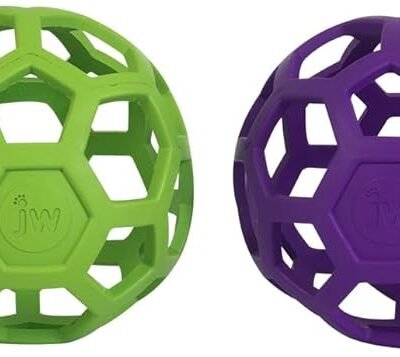 JW Pet Hol-ee Roller Dog Toy Puzzle Ball, Natural Rubber, Extra Large (7.5 Inch Diameter), Colors May Vary