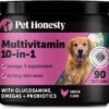 Pet Honesty Multivitamin Dog Supplement, Glucosamine Chondroitin for Dogs, Probiotics, Omega Fish Oil, Dog Supplements & Vitamins, Dog Vitamins for Skin and Coat Allergies, (Chicken 90 ct)
