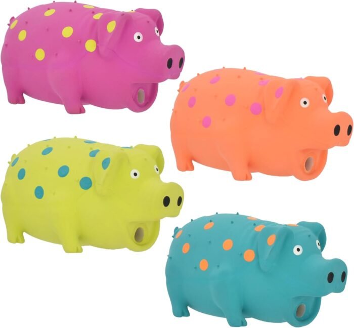 Multipet's 9-Inch Latex Polka Dot Globlet Pig Dog Toy, Assorted Colors