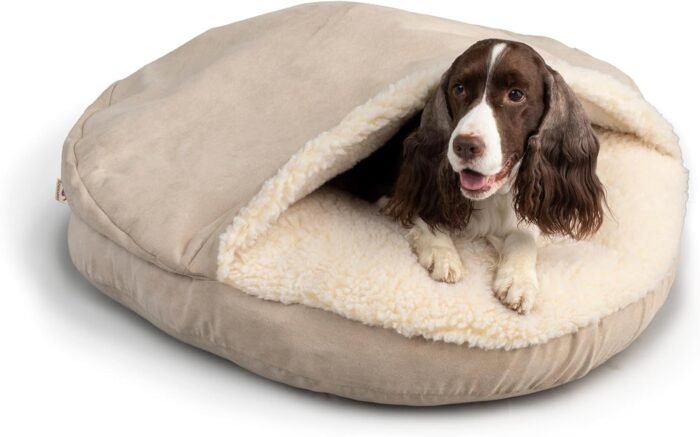 Snoozer Luxury Microsuede Cozy Cave Pet Bed, Large, Buckskin