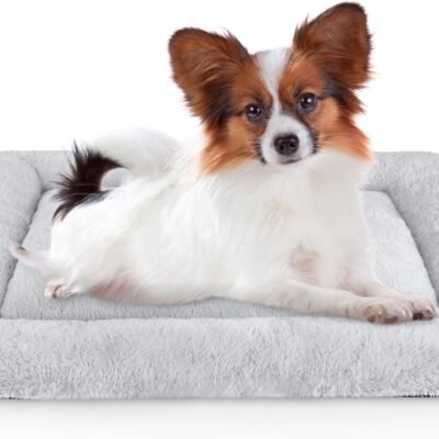 SIWA MARY Dog Bed Mat Soft Crate Pad Washable Anti-Slip Mattress for Large Medium Small Dogs and Cats Kennel Pad (23'' x 18'', Grey)