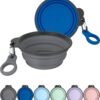 Aonkey Collapsible Dog Bowls with Bottle Carrier, 2 Pack Travel Dog Water Bowl Upgraded Carabiner, One-Piece Molded Rim No Fall Off or Crack, Foldable Silicone Portable for Pets Walking Hiking 15oz