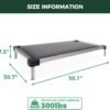 FXW TitanNest Padded Dog Bed for Crate, Chew-Proof Elevated Cot for Indoor/Outdoor/Camping Use, Durable & Washable Pet Bed for Extra Large Dogs, 56-Inch, Grey