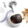 Migipaws Interactive Cat Ball Toy Set, Fun Tracker, Automatic Rolling Chase Ball with Fluffy Tail, A Small Mice, Rechargeable（White）