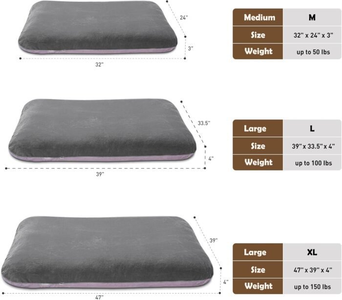 Magic Dog Super Soft Extra Large Dog Bed, 47 Inches Orthopedic Foam Dog Beds for XL Dogs, Jumbo Pet Bed with Anti Slip Bottom, Dog Sleeping Mattress with Removable and Washable Cover, Grey