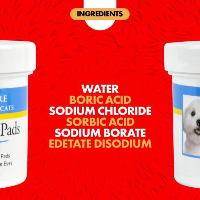 Miracle Care Eye Wash Pads - 90 count; Eye Care for Dogs and Cats, Soft Pet Wipes for Gently Cleaning Eyes, Sterile Cat and Dog Wipes Formulated to Remove Eye Debris