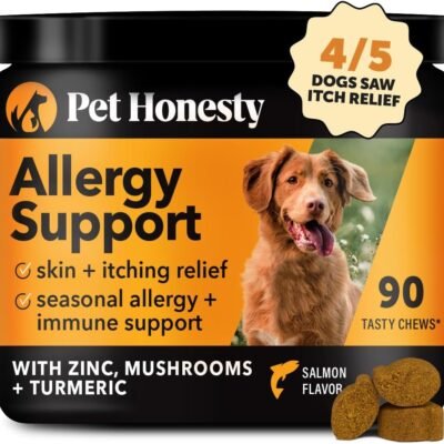Pet Honesty Dog Allergy & Itch Relief - Advanced Itch Supplement with Probiotics for Dogs - Immune Support & Skin Relief for Seasonal Allergies - Natural Itchy Skin & Paw Relief - (Salmon, 90 Ct)