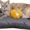 FUNNY FUZZY 2 in 1 Dog Bed Crate Pad Mat, Washable Reversible Pet Floor Mats,Fluffy Kennel Pad for Small Large Sized Dog,Indoor Cats,Sleeping Mattress, 23.6" × 17.9", Charcoal Grey
