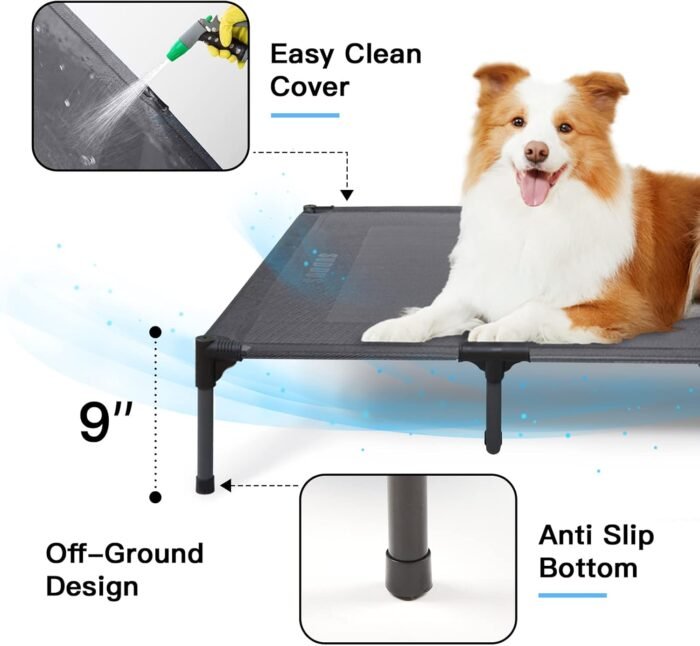 SUDDUS Elevated Dog Bed Waterproof Outdoor, Portable Raised Dog Bed, Dog Bed Off the Floor, Dog Bed Easy Clean Indoor or Outdoor Use, X-Large, Grey