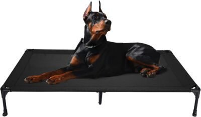 Veehoo Cooling Elevated Dog Bed, Portable Raised Pet Cot with Washable & Breathable Mesh, No-Slip Feet Durable Dog Cots Bed for Indoor & Outdoor Use, XX-Large, CWC1803-XXL Black