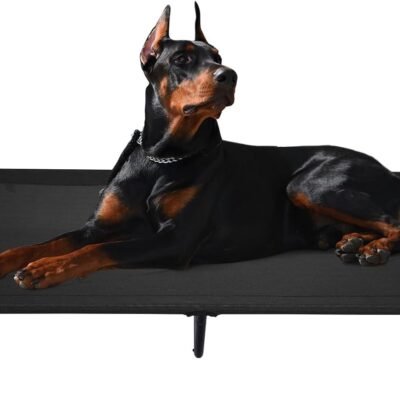 Veehoo Cooling Elevated Dog Bed, Portable Raised Pet Cot with Washable & Breathable Mesh, No-Slip Feet Durable Dog Cots Bed for Indoor & Outdoor Use, XX-Large, CWC1803-XXL Black