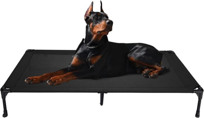 Veehoo Cooling Elevated Dog Bed, Portable Raised Pet Cot with Washable & Breathable Mesh, No-Slip Feet Durable Dog Cots Bed for Indoor & Outdoor Use, XX-Large, CWC1803-XXL Black