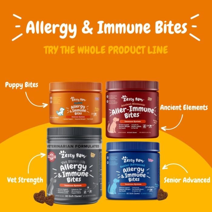 Zesty Paws Dog Allergy Relief- Dog Itching Skin Relief- Dog Probiotics for Itchy Skin and Itchy Ears- Dog Allergy Paw Relief- Dog Allergy Chews- Dog Itch Relief - Dog Skin Allergy Relief - PB - 90ct