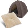 Pet Tent-Soft Bed for Dog and Cat by Best Pet Supplies - Brown Linen, 19" x 19" x H:19" - Image 2
