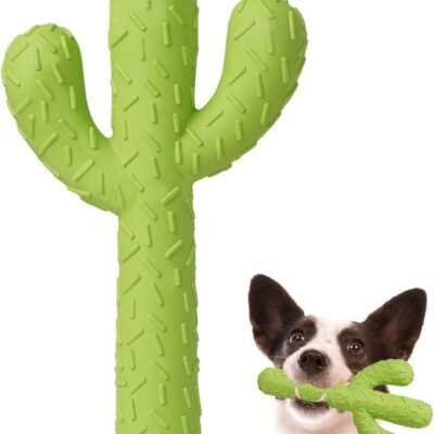 MewaJump Dog Chew Toys for Aggressive Chewers, Durable Rubber Cactus Tough Toys for Training and Cleaning Teeth, Interactive Dog Toys for Small/Medium Dog