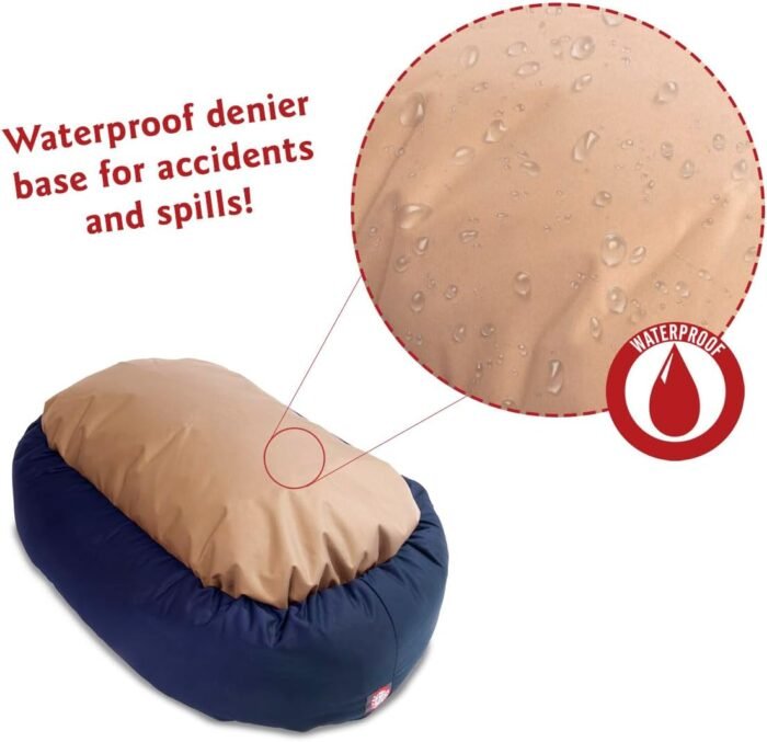 Majestic Pet 40 Inch Bagel Calming Dog Bed Washable – Cozy Soft Round Dog Bed with Spine Support for Dogs to Rest their Head - Fluffy Donut Dog Bed 40x29x9 (Inch) - Round Pet Bed Large – Blue
