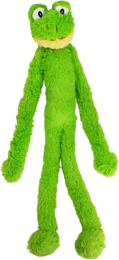 Multipet Swingin' Slevin Frog Dog Plush Toy - Squeaky Dog Toy for All Dogs - Extra Soft Plush Dog Toy - Stuffed Animal Dog Toy for Cuddling & Playing - Cute Dog Pet Toy (27”, Green, 5 Squeakers)